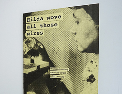 Yellow cover of a zine with a woman's face turned to the sides as she weaves memory